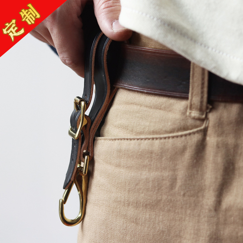 Customized Motorcycle Accessories, First-Layer Cowhide Leather Glove Storage Case, Anti-Lost Portable Hook Keychain Gloves