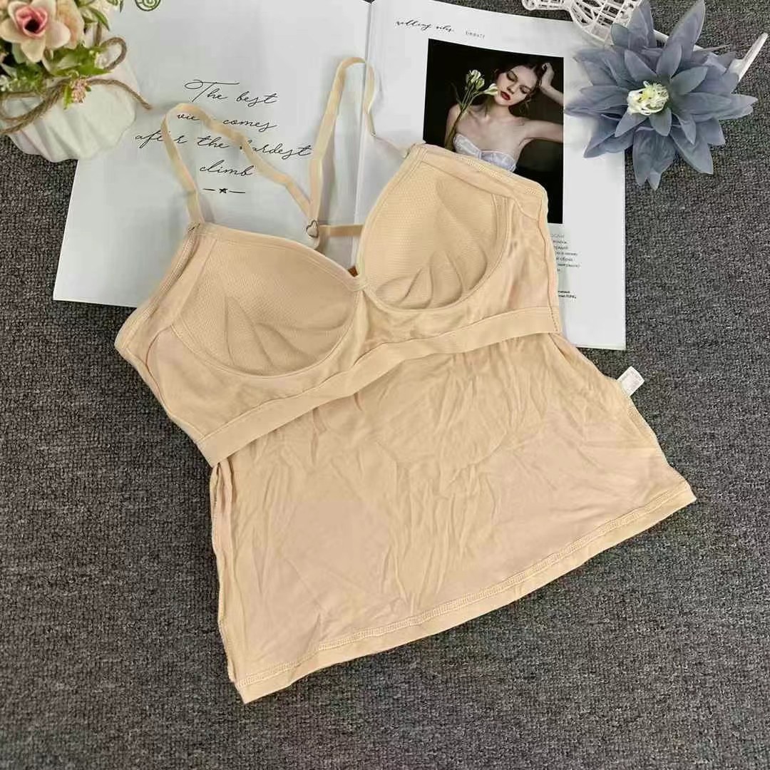 1182 Sujetador de chaleco deportivo de copa fija modal, espalda hermosa, chaleco superior de tubo para dormir de alta elasticidad para mujer, ropa interior