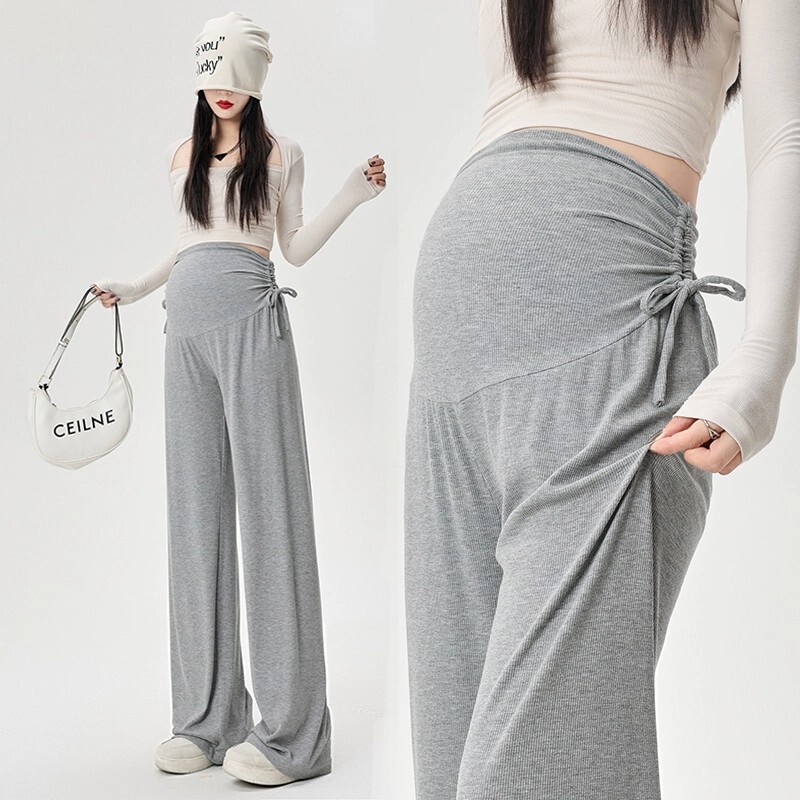 Maternity Pants for Summer 2026, Thin Wide-Leg Pants That Don'T Squeeze the Belly, Suitable for Petite Women, for Commuting, Sports, and Casual Wear