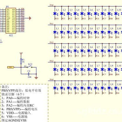 DL1232:85个LED手表IC(OTP烧录程序,二个按键点阵滚动)