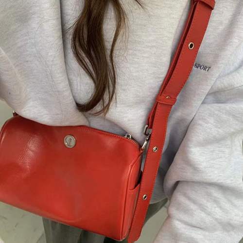 Feifei homemade spring new bright color crossbody bag this year's popular broadband niche Boston cylindrical bag for women