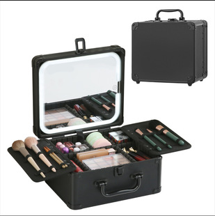 Cosmetic Case with Led Light, Magnetic Mirror, Portable Home-Use Makeup Storage Box, Cross-Border Wholesale Makeup Bag