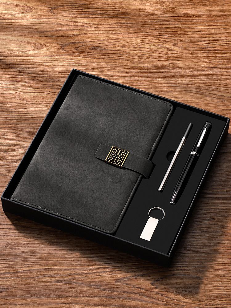 Cuaderno de negocios de dos piezas caja de regalo al por mayor estilo retro diario A5 oficina de negocios Bloc de notas traje de regalo