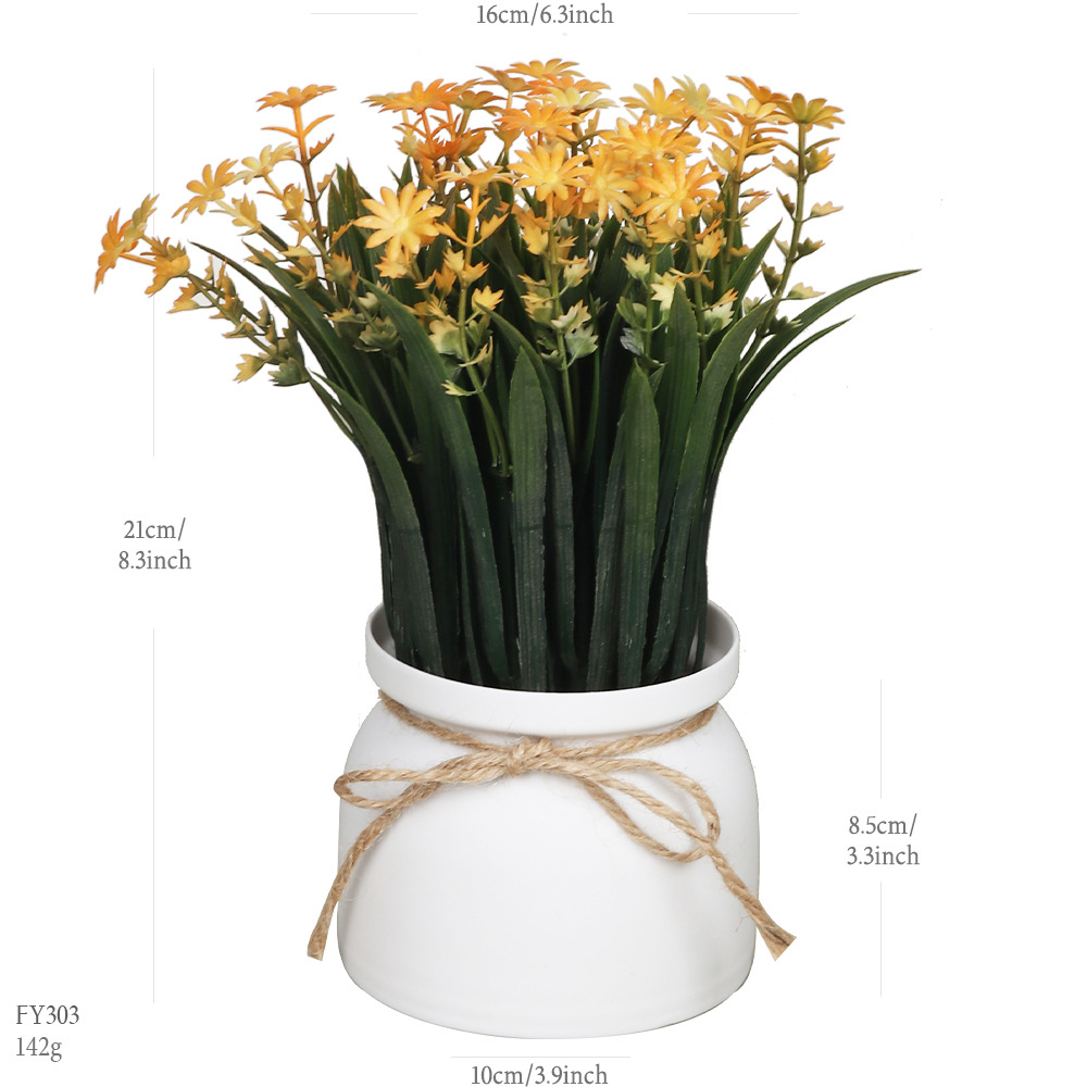 Nuevo escritorio de maceta de simulación transfronteriza adornos decorativos de plantas verdes, hierba de primavera, crisantemo, cuerda de cáñamo, planta de simulación de bonsái de plástico image 8