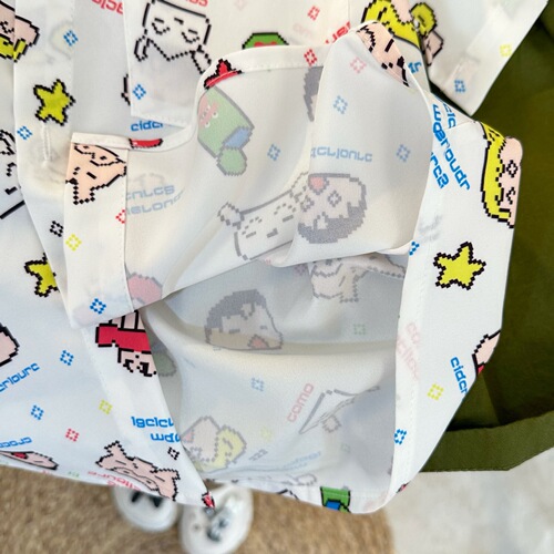 Summer refreshing and casual new 2024 children's shirt Crayon Shin-chan trendy and handsome printed short-sleeved boys' shirt