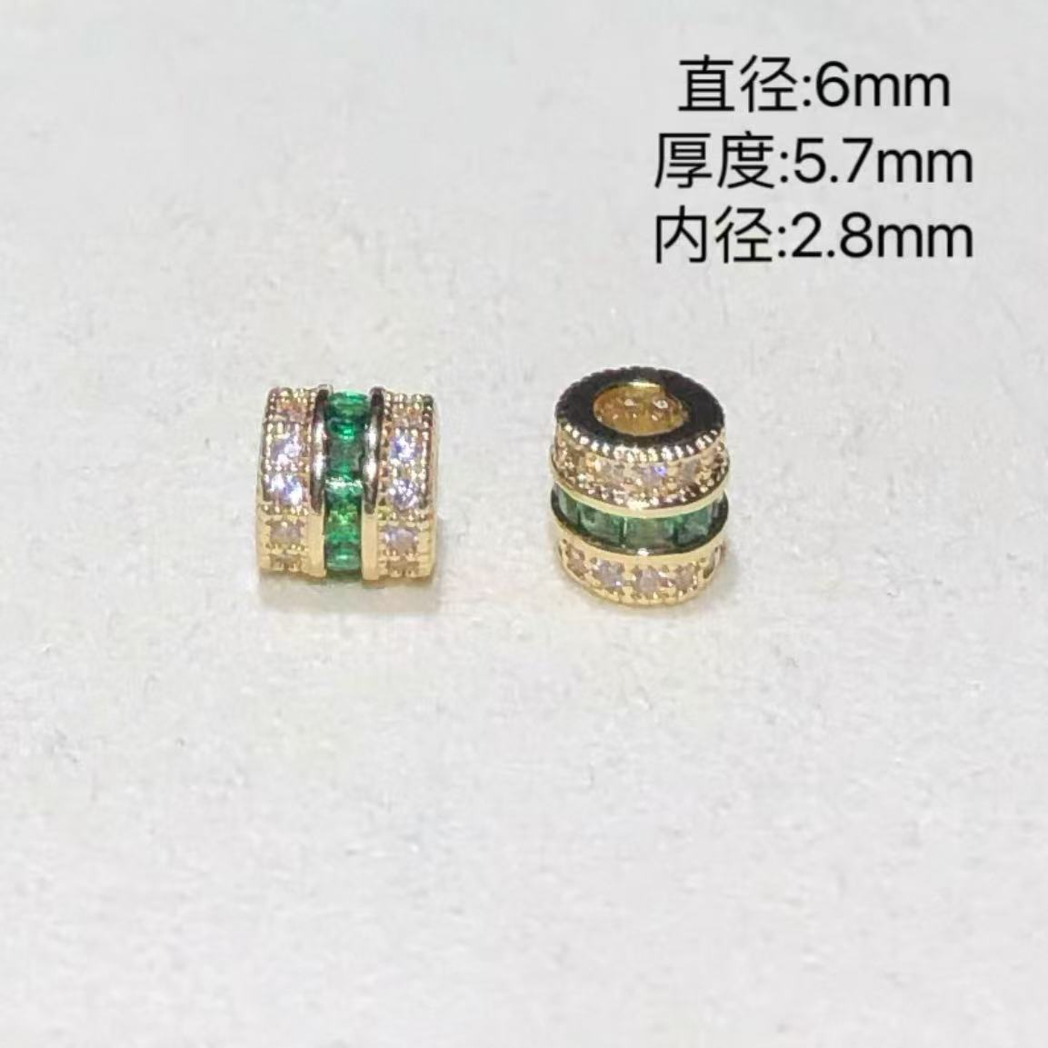 14K Gold-Filled High Color Retention Jewelry Crystal DIY Accessories Colorfulful Zircon Large Hole Spacer Beads Bracelet Necklace Accessories