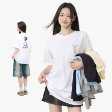 短袖男夏季学生韩版休闲宽松圆领洋气印花百搭原宿风上衣潮流女装