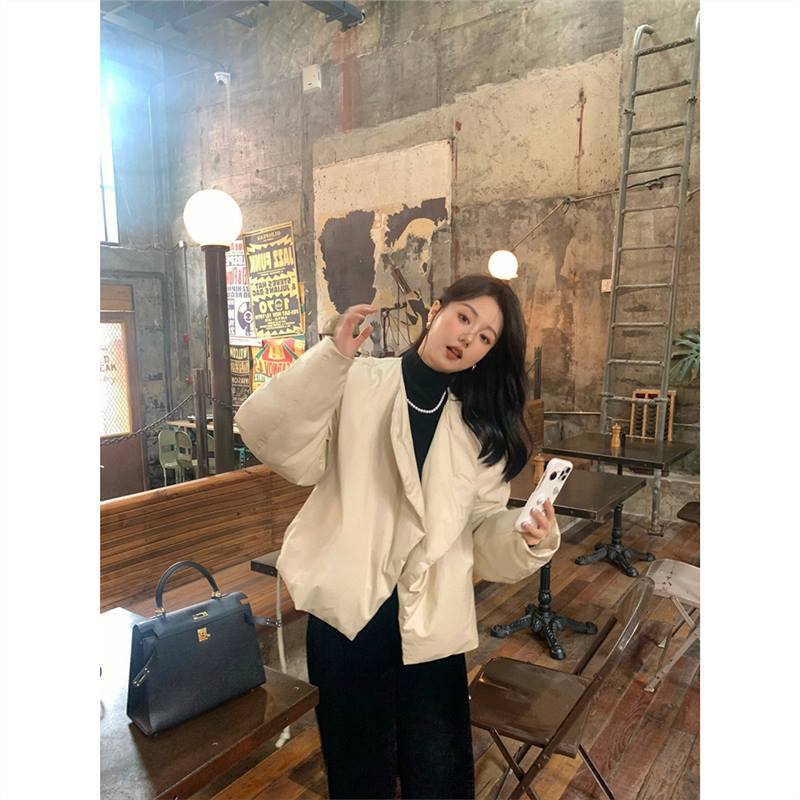 살구색 면 패딩 재킷