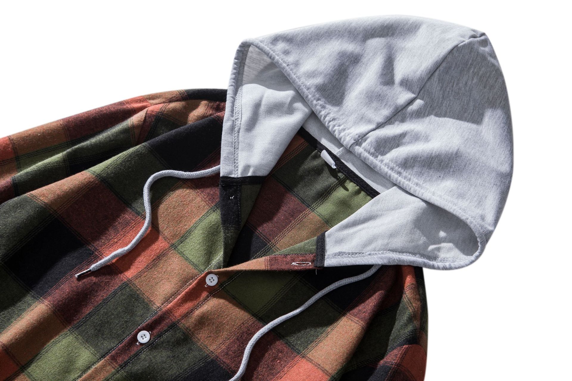 Herren Flanellhemd Mit Kapuze Kariertes Oversized Freizeithemd_voghion.com