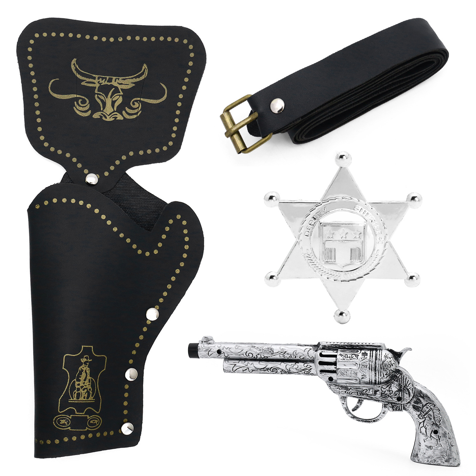 Cross - Border medieval Western vaquero Gun hat toy Gun Belt Belt holster image 9