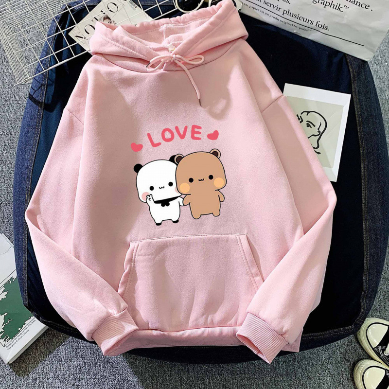 Cross-Border Autumn and Winter Trendy Bubu Panda Print Hooded Sweatshirt for Men and Women Couples Korean Style Casual Simple Tops Wholesale