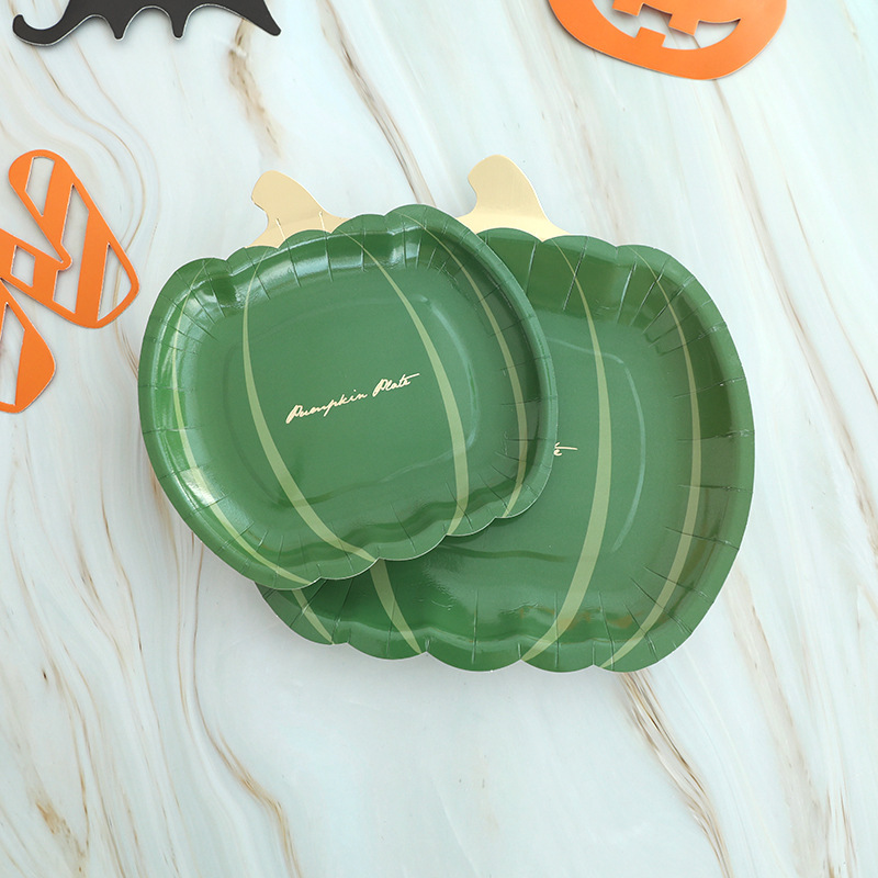 Harvest Festival Pumpkin Plate Theme Party Decoration Supplies Disposable Dinner Plate Halloween Thanksgiving Paper Plate suit