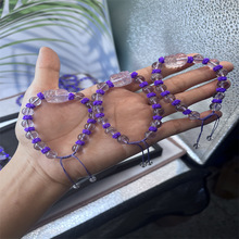 天然淡紫水晶DIY款手串 紋路清晰 晶體通透 個性飾品手鏈批發