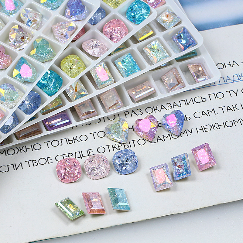 Dongzhou Crystal Ice Flower Nail Art Rhinestones DIY Chunky Square Ice Candy Internet Celebrity Ice Crack Pointed Bottom Rhinestones Irregular DIY Accessories Dongzhou Crystal Ice Flower Nail Art Rhinestones DIY Chunky Square Ice Candy Internet Celebrity Ice Crack Pointed Bottom Rhinestones Irregular DIY Accessories