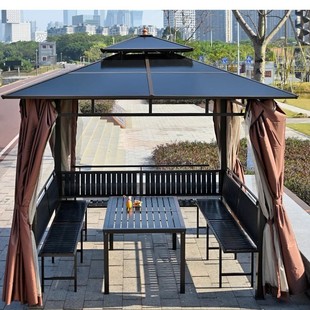 Outdoor Pavilion Sunshade Tent Outdoor Aluminum Alloy Open-Air Simple Garden Pavilion Chinese Courtyard Galvanized Four-Column Pavilion