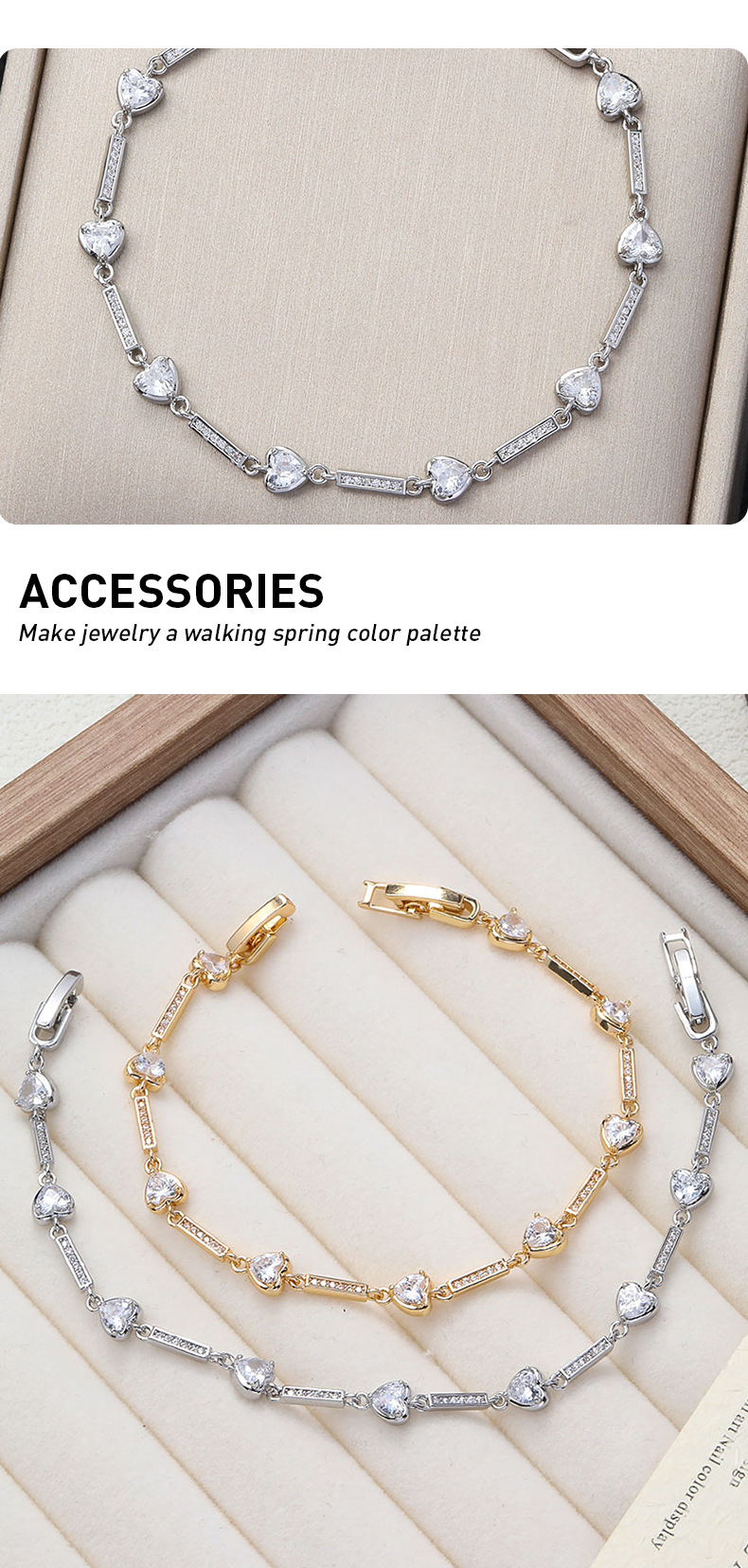 Pulsera de mujer en cobre con corazón de circón elegante_voghion.com