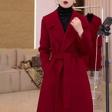 时尚新年红色喜庆毛呢外套女秋冬季新款气质减龄显瘦妮子大衣