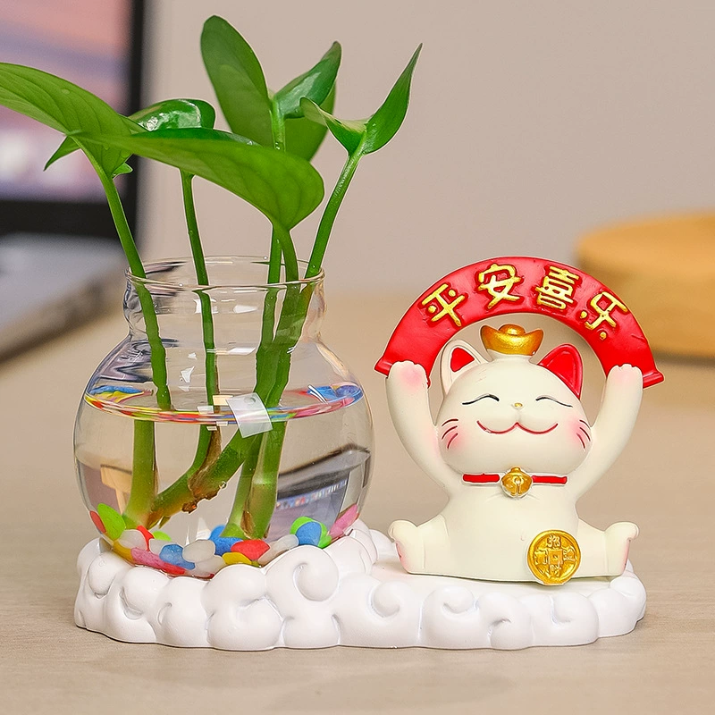 Удачный кошка с гидропонным творческим подарком офисная вода