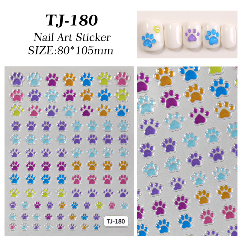 ゼリーラブスターネイルアートステッカー 5D エンボスゼリー 26 英語猫の足跡ネイルステッカージュエリー TJ スタイル|undefined