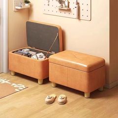 猫の爪革収納スツール小さなベンチ収納スツール家庭用靴交換スツール低スツールリビングルーム収納スツールソファスツール