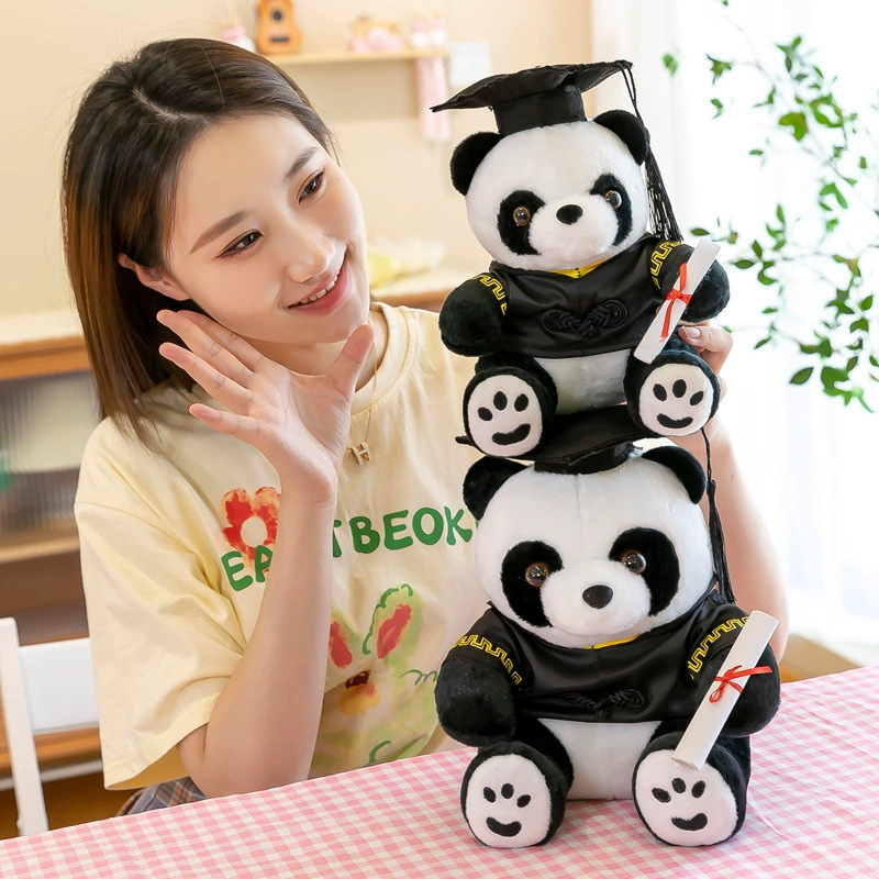 Graduación doctor panda peluche juguetes panda gigante muñecas de graduación logotipo impresa recuerdos muñecas de regalo