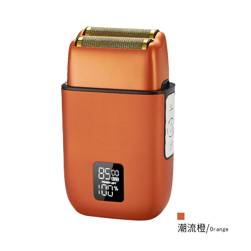 新款数显铝合金机身充电式剃须刀电动经典往复双头刮胡刀推白神器|undefined