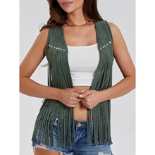 I 24472 Fringe Suede Vest Jacket ����¹Ƥ������ ŷ���羳