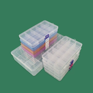 15格透明塑料盒饰收纳盒插片可组装 DIY手工饰品渔具文创包装盒子
