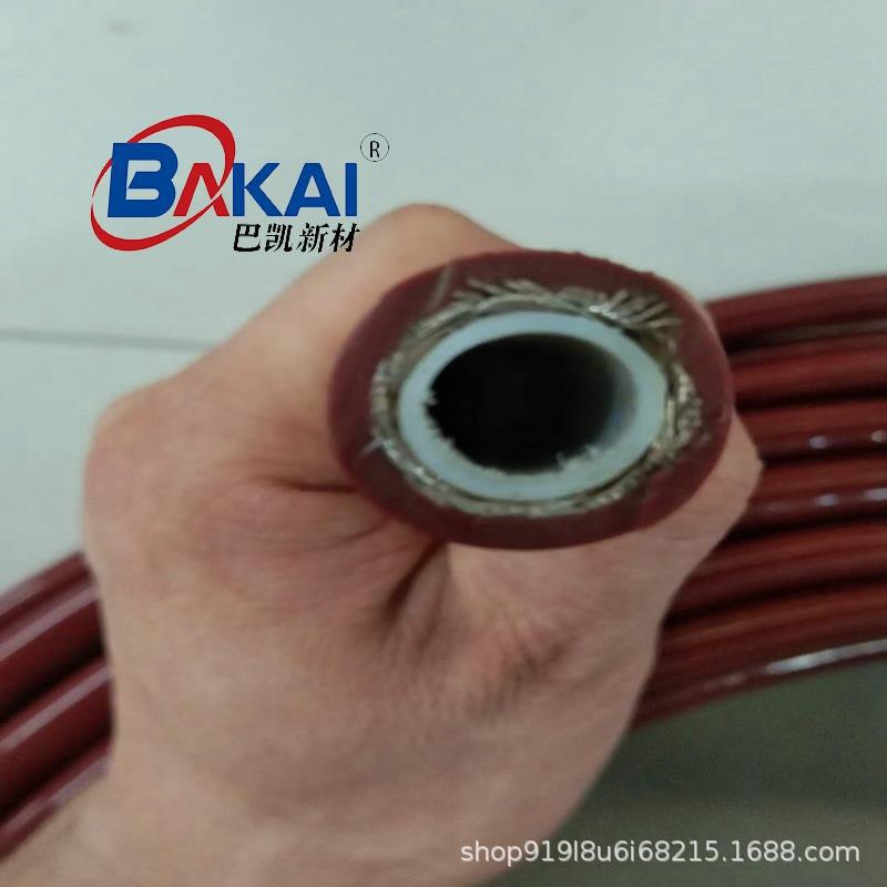 供应耐高压内层铁氟龙钢丝外层硅胶编织管，聚四氟乙烯增强高压管