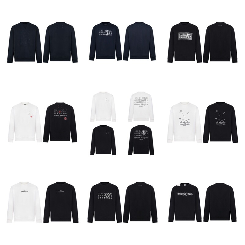 Maison Margiela Men's and Women's Same Style Letter Mm6 Printed Round Neck Pure Cotton Top Loose Sweatshirt