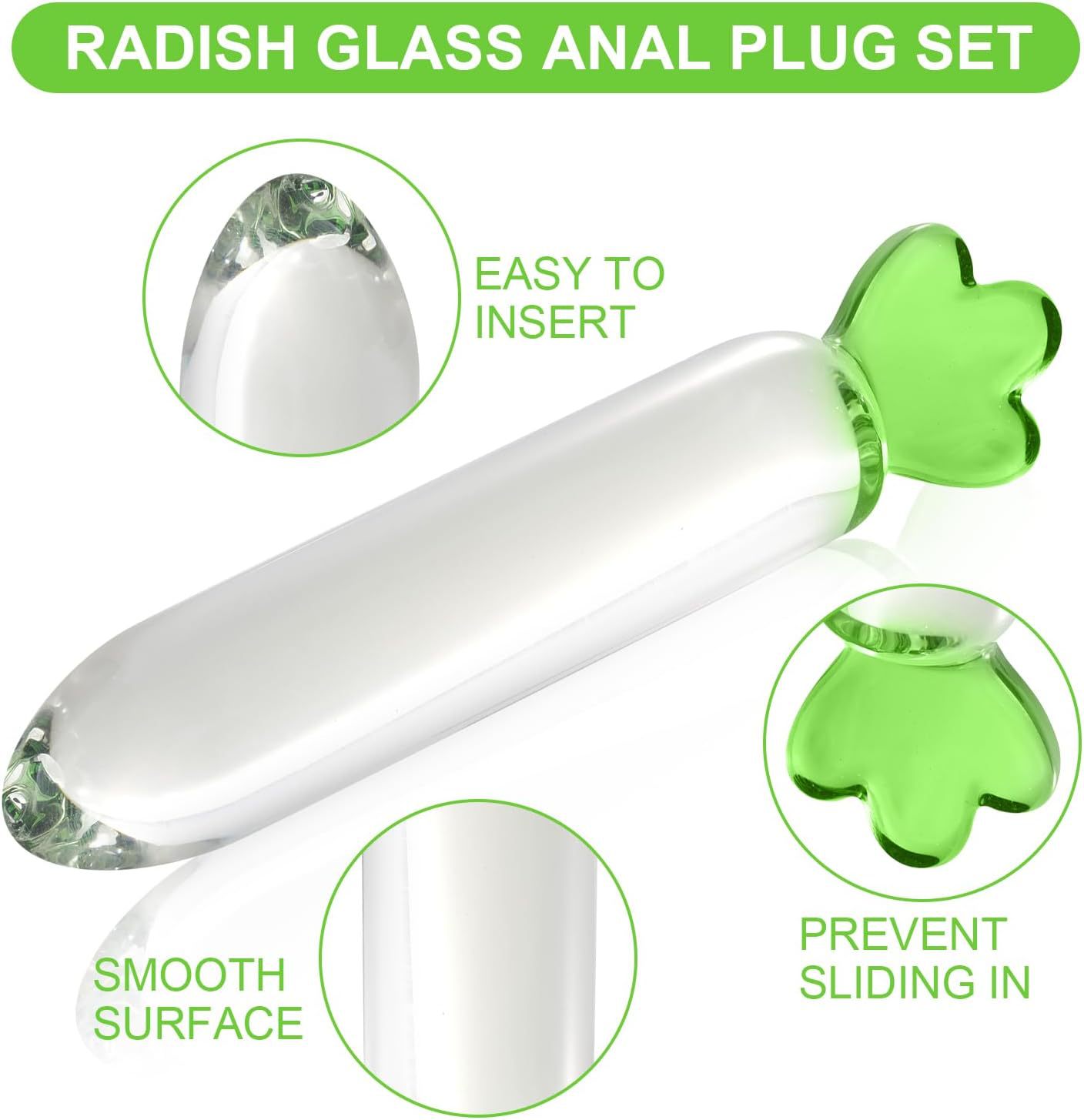 Crystal Glass Vegetable-Shaped Dildo, 16 cm Transparent Realistic Adult Toy — detail image 3