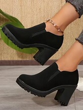 C 72331 Thick Heel Suede Low Heel Shoes �q��ָ���Ь