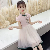 Hanfu девушка летнее платье платье 2023 новый детский китайский стиль платье чонсам юбка маленькая девочка марля платье