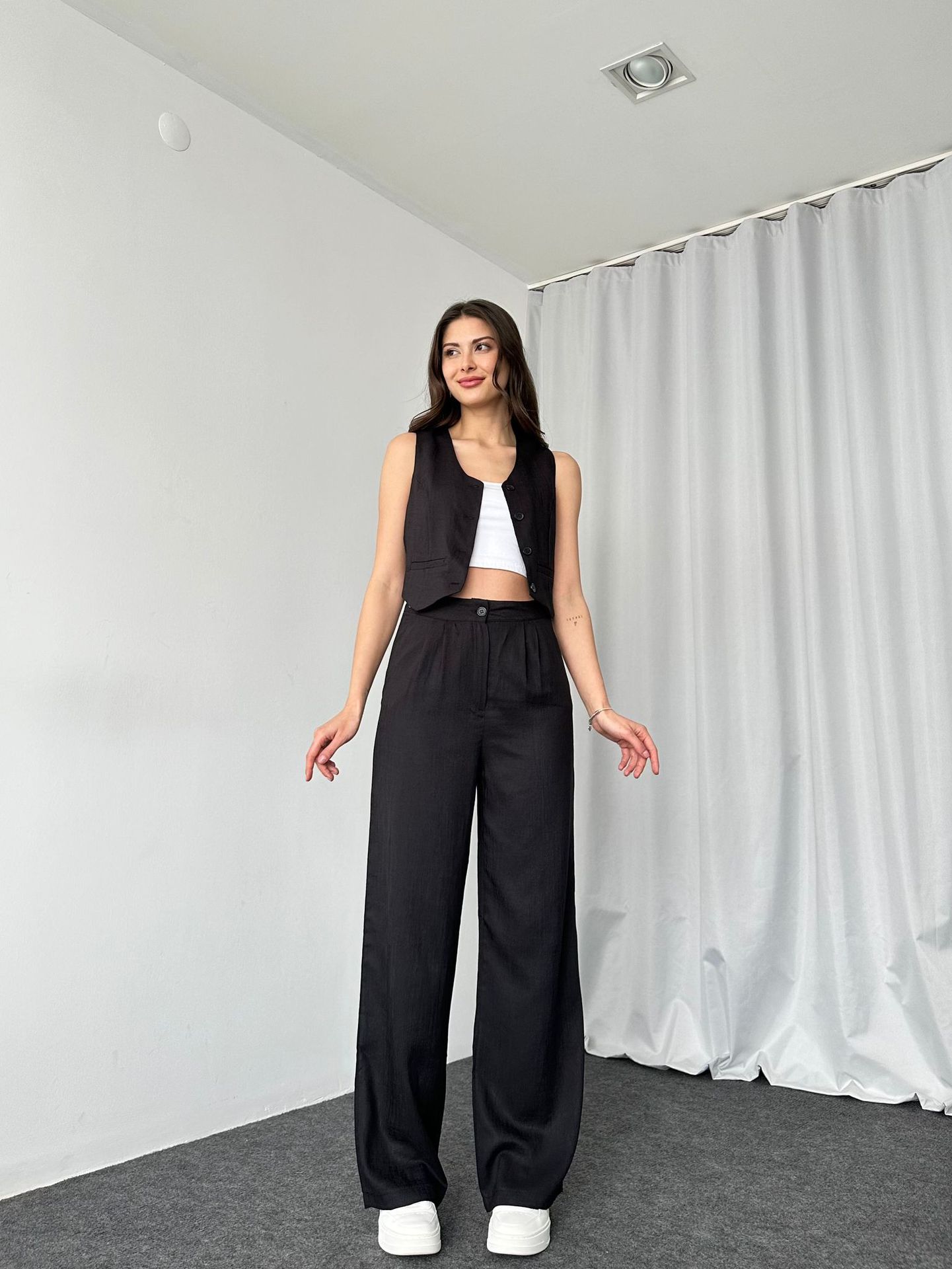 420g Weight Sleeveless Sleeve Length Spandex, Polyester Fabric Type Pant Co-ord Set Sets Type 2 Pieces Set Quantity Daily Occasion U Neck Neckline Regular Fit Fit Type Solid Color Pattern Summer Season Women's Gender Button Design Streetwear Style Daily Women's Streetwear Solid Color Spandex Polyester Button Pant Co-ord Set Pants Sets 31