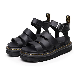 Летние сандалии (Martens) на платформе, пляжные шлёпанцы, чёрные/белые, размеры 35–44