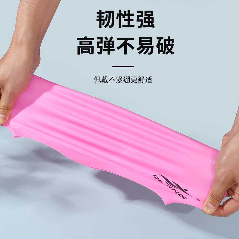 Gorros de nadador de ondas de alta calidad, gorras de nadador de silicona para adultos impermeables, gorras de nadador de silicona de cabello largo, fabricantes al por mayor