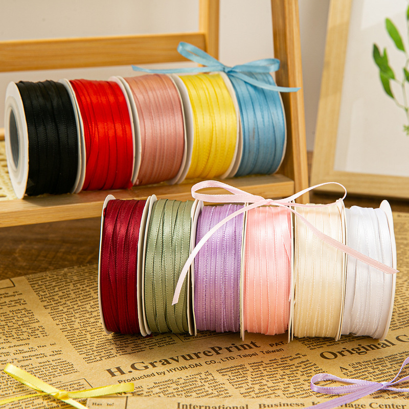 3mm Encrypted Double-Sided Polyester Ribbon Ribbon Webbing Handmade Hair Accessories Headwear Bow Gift Box Packaging Ribbon