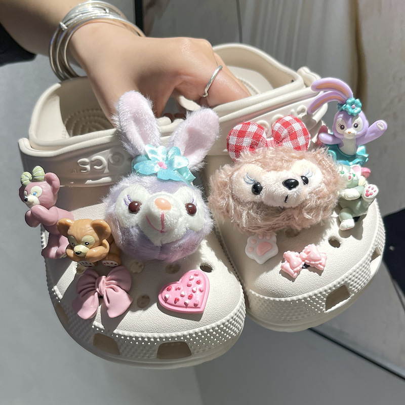 Crocs Hole Shoes Shoes Flower Shoe Buckle Decorative Accessories Children's Accessories Trendy Cartoon Red Book Same Style Purple Rabbit