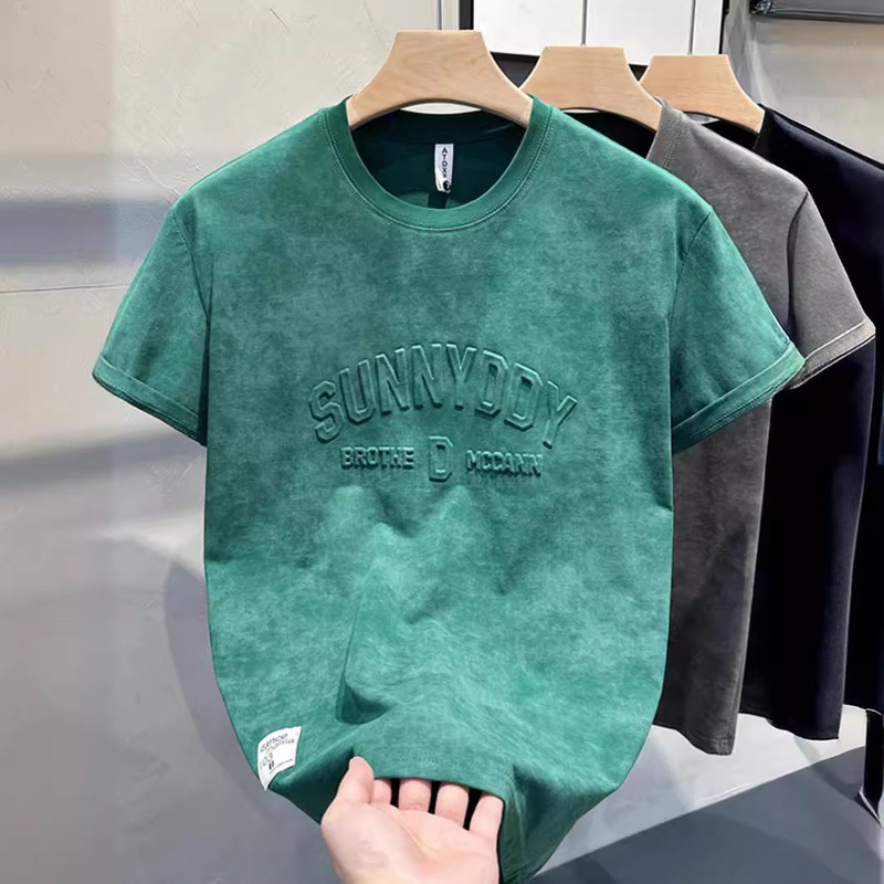 European fashion brand retro printed short sleeve T-shirt men's summer 2024 new breathable handsome style slim fit T-shirt