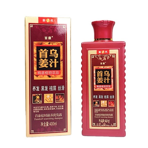 Shouwu Ginger Juice Shampoo 400ml, anti-dandruff and anti-itching shampoo, bid farewell to dry and frizzy hair, shiny and smooth shampoo