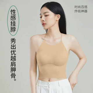 定制性感挂脖吊带背心女无痕透气舒适可拆卸杯垫上衣内搭背心露背