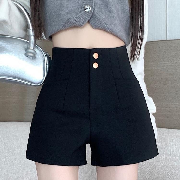 Black Suit Shorts for Women Summer 2024 New Outer Wear High Waist Elastic Slimming Look Lower Body Missing A-Line Boot Pants Black Suit Shorts for Women Summer 2024 New Outer Wear High Waist Elastic Slimming Look Lower Body Missing A-Line Boot Pants