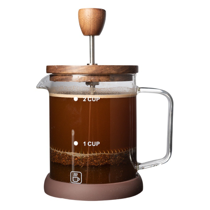 Qianye café prensa cafetera nogal cubierta de vidrio borosilicato olla mano lavado filtro tetera traje