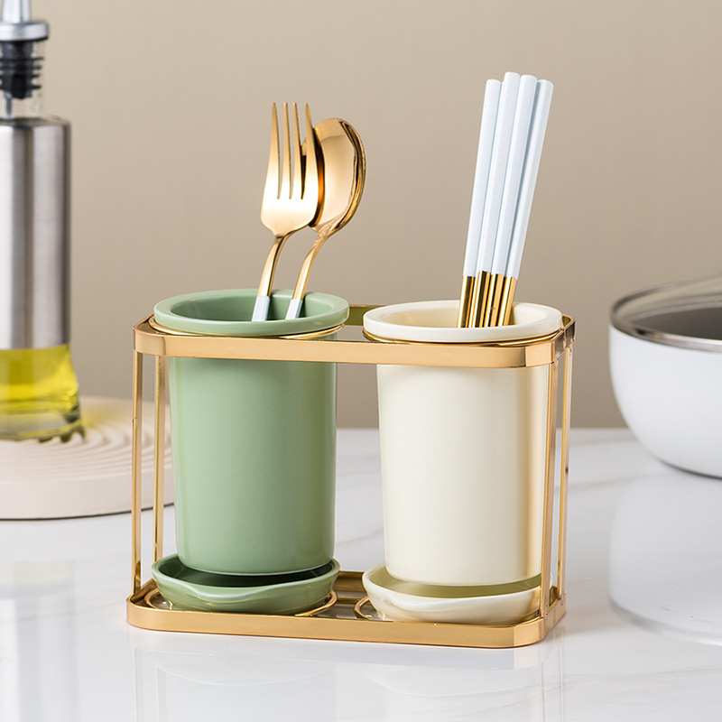 Qianhuiju Chopsticks Holder Household Chopstick Bucket Drain Chopstick Cylinder Wall Mounted Kitchen Storage Box Chopstick Basket Chopstick Cage