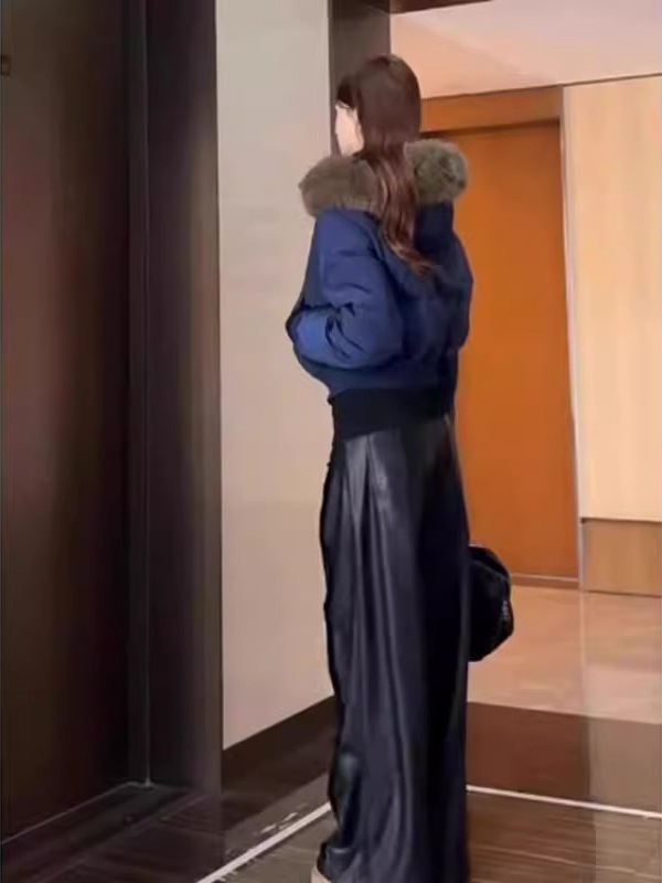芬兰雪境韩里韩气学院风冬季毛领连帽收腰显瘦加厚短款棉服女|undefined