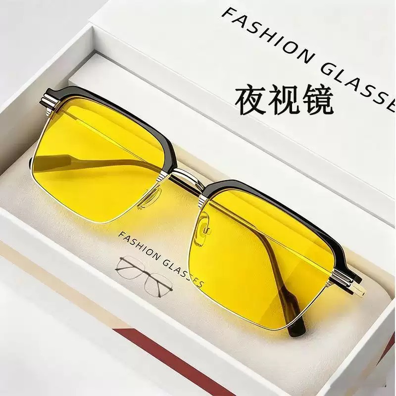 Fashionable Driving Sunglasses for Day and Night Use, Fishing Men's Color-Changing Sunglasses, Eyebrow Frame, High-End Protective Goggles