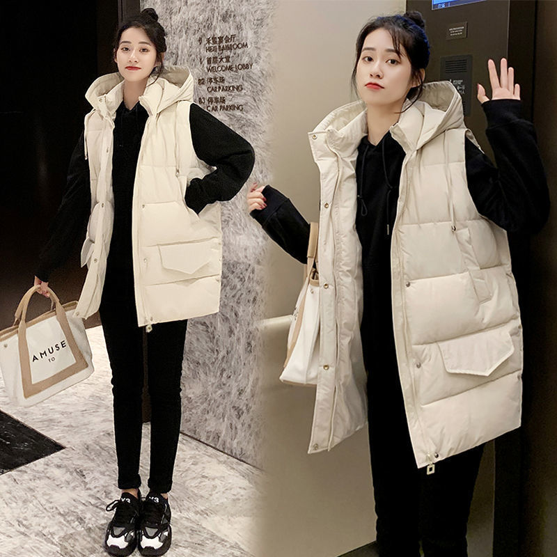 Chaleco de algodón para mujer otoño e invierno nuevo desgaste exterior de media longitud estudiante estilo coreano versátil Chaleco de moda desgaste exterior de moda image 2