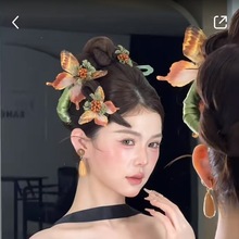 新款鲨鱼夹后脑勺发夹3d仿真花立体蝴蝶发饰diy装饰网红小红书