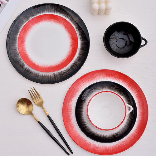 K9HX wholesale dark alternative style Belgian tableware hand-painted ceramic plate art plate coffee cup S brand