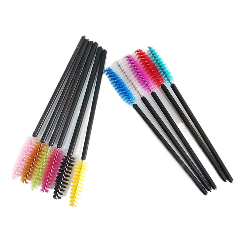 Disposable Soft-Bristled Eyelash Brush Makeup Tool Cleaning Small Brush Makeup Brush Spiral Colorful Eyebrow Brush 50-Pack